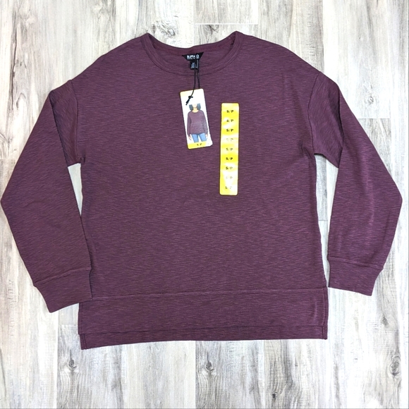 NWT Buffalo Women’s Slub Crewneck Top Size Small Burgundy Colour - Picture 2 of 6